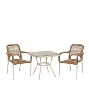 Σετ Τραπεζαρία Κήπου ArteLibre ANGOLA Λευκό Αντικέ Με 2 Πολυθρόνες 14990270