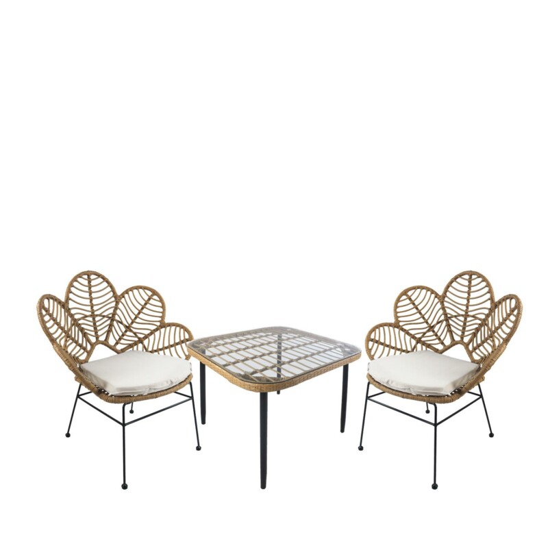 Σετ Τραπεζαρία Κήπου ArteLibre ANTIUS Φυσικό/Μαύρο Μέταλλο/Rattan/Γυαλί Με 2 Καρέκλες 14990356 Σετ Τραπεζαρία Κήπου ArteLibre ANTIUS Φυσικό/Μαύρο Μέταλλο/Rattan/Γυαλί Με 2 Καρέκλες 14990356