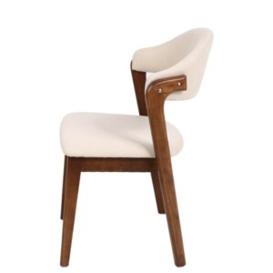 Σετ 2 τεμαχιών Καρέκλα Τραπεζαρίας ArteLibre ISMENE Μπεζ/Καρυδί Ξύλο/Ύφασμα 52.5x56x83cm - Image 2