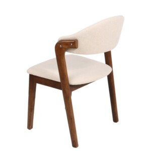 Σετ 2 τεμαχιών Καρέκλα Τραπεζαρίας ArteLibre ISMENE Μπεζ/Καρυδί Ξύλο/Ύφασμα 52.5x56x83cm - Image 3