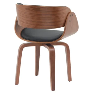 Πολυθρόνα Τραπεζαρίας ArteLibre GUNNAR Μαύρο/Καφέ Ξύλο/PU 51x53x75cm - Image 3