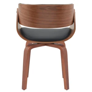 Πολυθρόνα Τραπεζαρίας ArteLibre GUNNAR Μαύρο/Καφέ Ξύλο/PU 51x53x75cm - Image 4