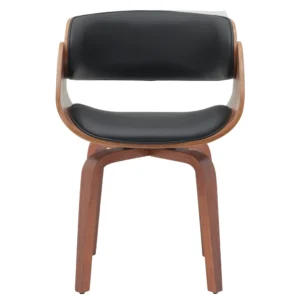 Πολυθρόνα Τραπεζαρίας ArteLibre GUNNAR Μαύρο/Καφέ Ξύλο/PU 51x53x75cm - Image 5