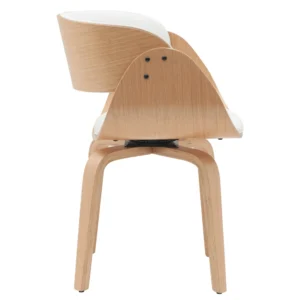 Πολυθρόνα Τραπεζαρίας ArteLibre GUNNAR Λευκό/Φυσικό Ξύλο/PU 51x53x75cm - Image 2