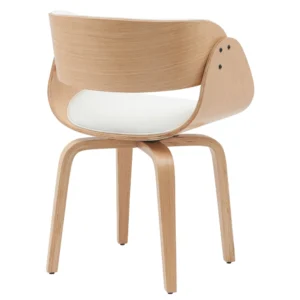 Πολυθρόνα Τραπεζαρίας ArteLibre GUNNAR Λευκό/Φυσικό Ξύλο/PU 51x53x75cm - Image 3