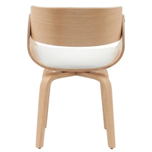 Πολυθρόνα Τραπεζαρίας ArteLibre GUNNAR Λευκό/Φυσικό Ξύλο/PU 51x53x75cm - Image 4