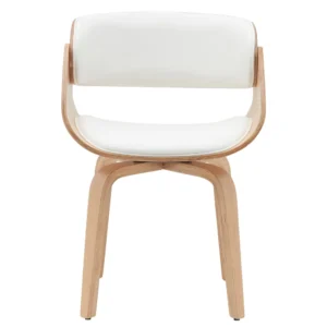 Πολυθρόνα Τραπεζαρίας ArteLibre GUNNAR Λευκό/Φυσικό Ξύλο/PU 51x53x75cm - Image 5