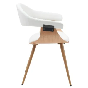 Καρέκλα Επισκέπτη ArteLibre DEVRA Λευκό/Φυσικό Ξύλο/PU/Μέταλλο 55.5x53.5x77cm - Image 2