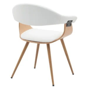 Καρέκλα Επισκέπτη ArteLibre DEVRA Λευκό/Φυσικό Ξύλο/PU/Μέταλλο 55.5x53.5x77cm - Image 3