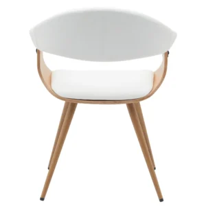 Καρέκλα Επισκέπτη ArteLibre DEVRA Λευκό/Φυσικό Ξύλο/PU/Μέταλλο 55.5x53.5x77cm - Image 4