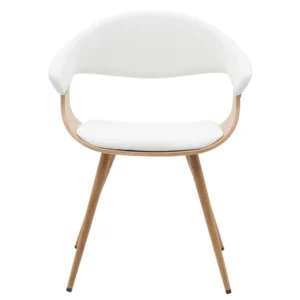 Καρέκλα Επισκέπτη ArteLibre DEVRA Λευκό/Φυσικό Ξύλο/PU/Μέταλλο 55.5x53.5x77cm - Image 5