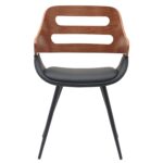 Καρέκλα Επισκέπτη ArteLibre HARMADA Μαύρο/Καφέ Ξύλο/PU/Μέταλλο 52x57.5x77cm - Image 5