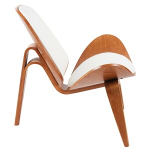 Πολυθρόνα ArteLibre THALOR Λευκό/Καφέ Ξύλο/PU 90x76.5x74.5cm - Image 2