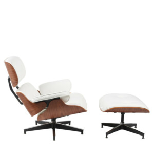 Πολυθρόνα Relax ArteLibre MIREN Με Υποπόδιο Λευκό/Καφέ Ξύλο/PU 82x92x78cm - Image 2