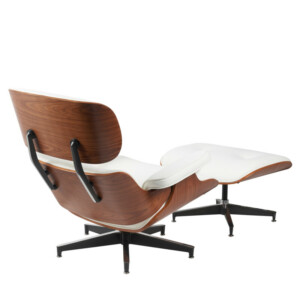 Πολυθρόνα Relax ArteLibre MIREN Με Υποπόδιο Λευκό/Καφέ Ξύλο/PU 82x92x78cm - Image 3