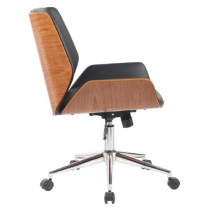 Καρέκλα Γραφείου ArteLibre ZAREK Μαύρο/Καφέ Ξύλο/PU/Αλουμίνιο 61x66.5x88.5-98m - Image 2