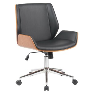 Καρέκλα Γραφείου ArteLibre ZAREK Μαύρο/Καφέ Ξύλο/PU/Αλουμίνιο 61x66.5x88.5-98m