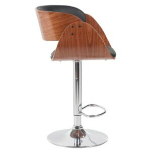 Σκαμπό Bar ArteLibre VORIAN Μαύρο/Καφέ Ξύλο/PU/Αλουμίνιο 52x55x87-108cm - Image 2