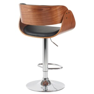 Σκαμπό Bar ArteLibre VORIAN Μαύρο/Καφέ Ξύλο/PU/Αλουμίνιο 52x55x87-108cm - Image 3