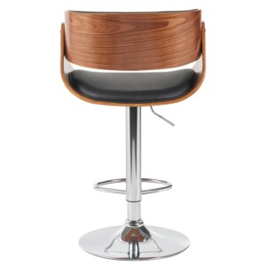 Σκαμπό Bar ArteLibre VORIAN Μαύρο/Καφέ Ξύλο/PU/Αλουμίνιο 52x55x87-108cm - Image 4