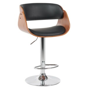 Σκαμπό Bar ArteLibre VORIAN Μαύρο/Καφέ Ξύλο/PU/Αλουμίνιο 52x55x87-108cm