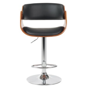 Σκαμπό Bar ArteLibre VORIAN Μαύρο/Καφέ Ξύλο/PU/Αλουμίνιο 52x55x87-108cm - Image 5