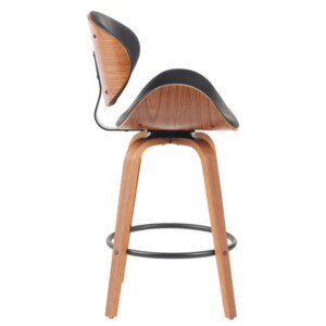 Σκαμπό Bar ArteLibre LYRIAN Μαύρο/Καφέ Ξύλο/PU 52x55x107cm - Image 2