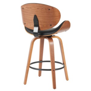 Σκαμπό Bar ArteLibre LYRIAN Μαύρο/Καφέ Ξύλο/PU 52x55x107cm - Image 3