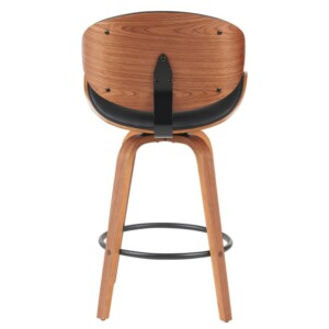 Σκαμπό Bar ArteLibre LYRIAN Μαύρο/Καφέ Ξύλο/PU 52x55x107cm - Image 4