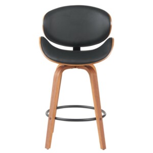 Σκαμπό Bar ArteLibre LYRIAN Μαύρο/Καφέ Ξύλο/PU 52x55x107cm - Image 5