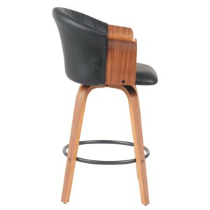 Σκαμπό Bar ArteLibre CASSIAN Μαύρο/Καφέ Ξύλο/PU 50x50x103cm - Image 2