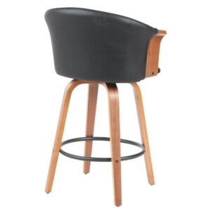 Σκαμπό Bar ArteLibre CASSIAN Μαύρο/Καφέ Ξύλο/PU 50x50x103cm - Image 3