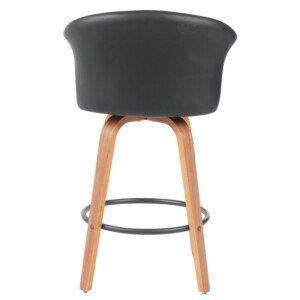 Σκαμπό Bar ArteLibre CASSIAN Μαύρο/Καφέ Ξύλο/PU 50x50x103cm - Image 4