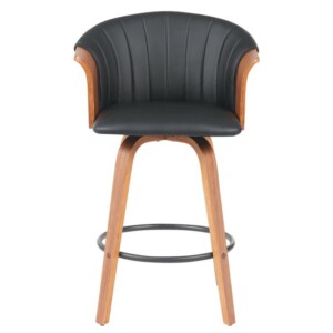 Σκαμπό Bar ArteLibre CASSIAN Μαύρο/Καφέ Ξύλο/PU 50x50x103cm - Image 5