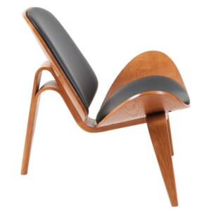 Πολυθρόνα ArteLibre THALOR Μαύρο/Καφέ Ξύλο/PU 90x76.5x74.5cm - Image 2