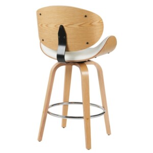 Σκαμπό Bar ArteLibre LYRIAN Λευκό/Φυσικό Ξύλο/PU 52x55x107cm - Image 3