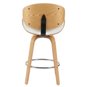 Σκαμπό Bar ArteLibre LYRIAN Λευκό/Φυσικό Ξύλο/PU 52x55x107cm - Image 4