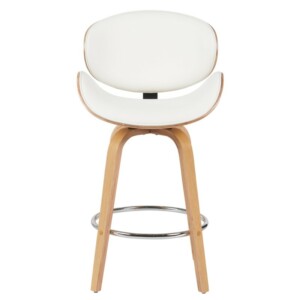 Σκαμπό Bar ArteLibre LYRIAN Λευκό/Φυσικό Ξύλο/PU 52x55x107cm - Image 5