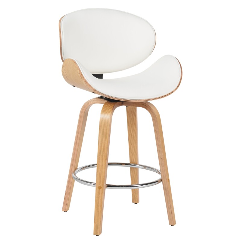 Σκαμπό Bar ArteLibre LYRIAN Λευκό/Φυσικό Ξύλο/PU 52x55x107cm Σκαμπό Bar ArteLibre LYRIAN Λευκό/Φυσικό Ξύλο/PU 52x55x107cm