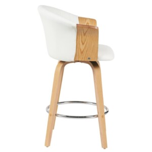 Σκαμπό Bar ArteLibre CASSIAN Λευκό/Φυσικό Ξύλο/PU 50x50x103cm - Image 2