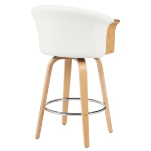 Σκαμπό Bar ArteLibre CASSIAN Λευκό/Φυσικό Ξύλο/PU 50x50x103cm - Image 3