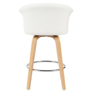 Σκαμπό Bar ArteLibre CASSIAN Λευκό/Φυσικό Ξύλο/PU 50x50x103cm - Image 4