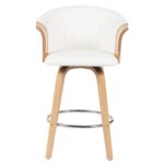 Σετ 2 τεμαχιών Σκαμπό Bar ArteLibre CASSIAN Λευκό/Φυσικό Ξύλο/PU 50x50x103cm - Image 5