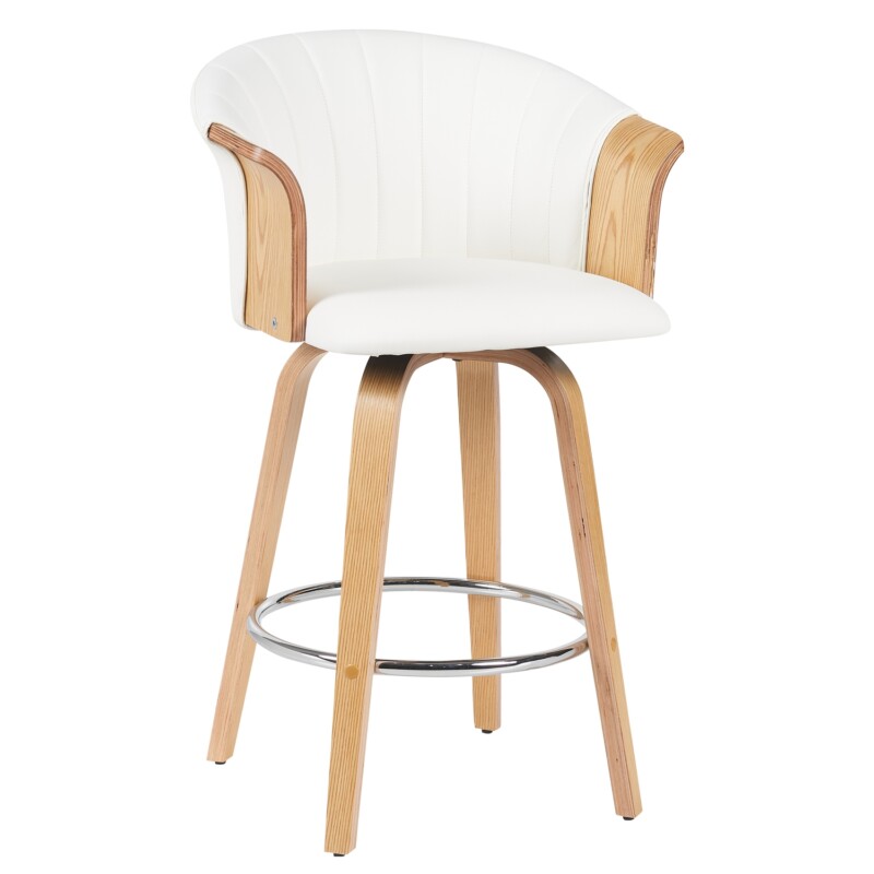 Σκαμπό Bar ArteLibre CASSIAN Λευκό/Φυσικό Ξύλο/PU 50x50x103cm Σκαμπό Bar ArteLibre CASSIAN Λευκό/Φυσικό Ξύλο/PU 50x50x103cm