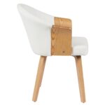Σετ 2 τεμαχιών Καρέκλα Τραπεζαρίας ArteLibre CASSIAN Λευκό/Φυσικό Ξύλο/PU 55x58x78cm - Image 2