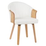 Καρέκλα Τραπεζαρίας ArteLibre CASSIAN Λευκό/Φυσικό Ξύλο/PU 55x58x78cm