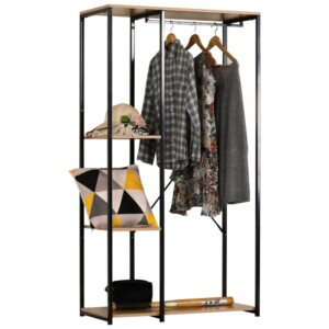 Κρεμάστρα Δαπέδου ArteLibre BINARY Δρυς/Μαύρο Μοριοσανίδα/Μέταλλο 90x40x167cm - Image 3