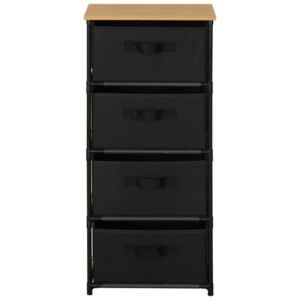 Συρταριέρα ArteLibre MIFUNE Με 4 Συρτάρια Μαύρο/Δρυς Μέταλλο/Non-Woven/Μοριοσανίδα 40x30x89cm - Image 2