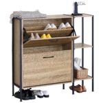 Παπουτσοθήκη ArteLibre ALDERWYN Με Πλαϊνό Ράφι Δρυς/Μαύρο Μοριοσανίδα/Μέταλλο 88x24x87cm - Image 2