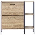 Παπουτσοθήκη ArteLibre ALDERWYN Με Πλαϊνό Ράφι Δρυς/Μαύρο Μοριοσανίδα/Μέταλλο 88x24x87cm - Image 3